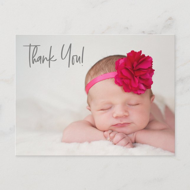Carte postale de baby shower avec photo de bébé ga (Devant)