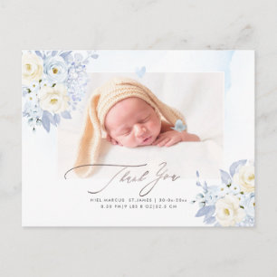 Carte postale de Baby Shower H2 Blue Cream Roses H