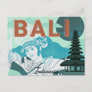Carte postale de Bali Dancer Green Tone Holiday