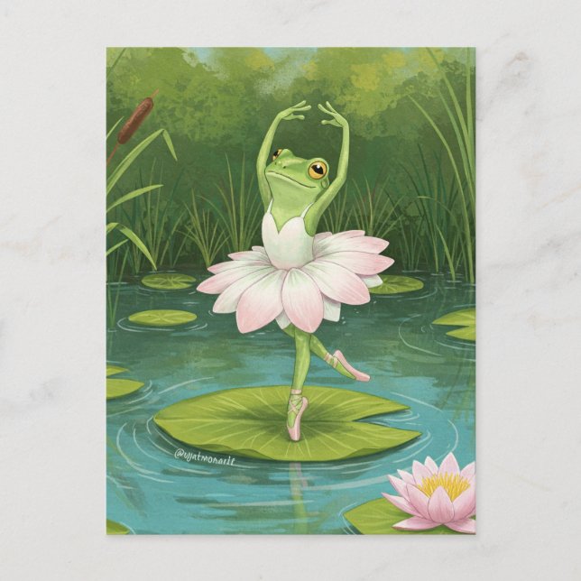 Carte postale de ballerine grenouille mignonne (Devant)