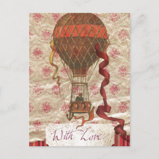 Carte postale de ballon à air chaud avec amour