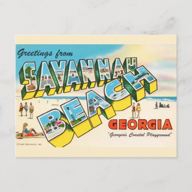 Carte postale de bienvenue à Savannah Beach Georgi (Devant)
