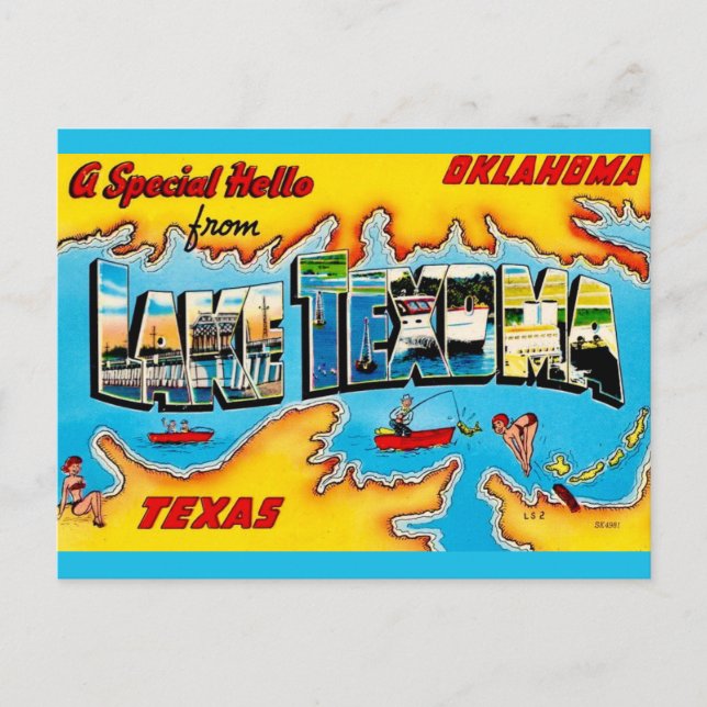 Carte postale de bienvenue du lac Texoma (Devant)
