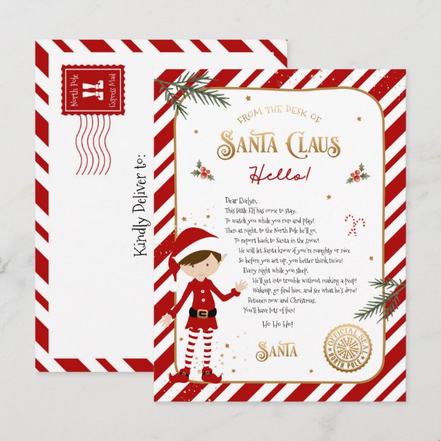 Carte postale de bienvenue pour les elfes (Devant / Derrière)