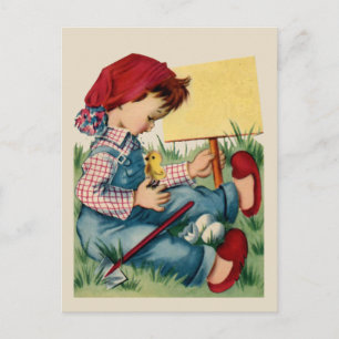 Carte postale de bienvenue vintage pour enfants