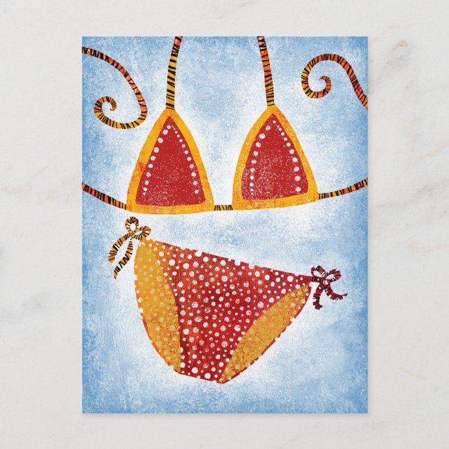 Carte postale de bikini à pois en string (Devant)