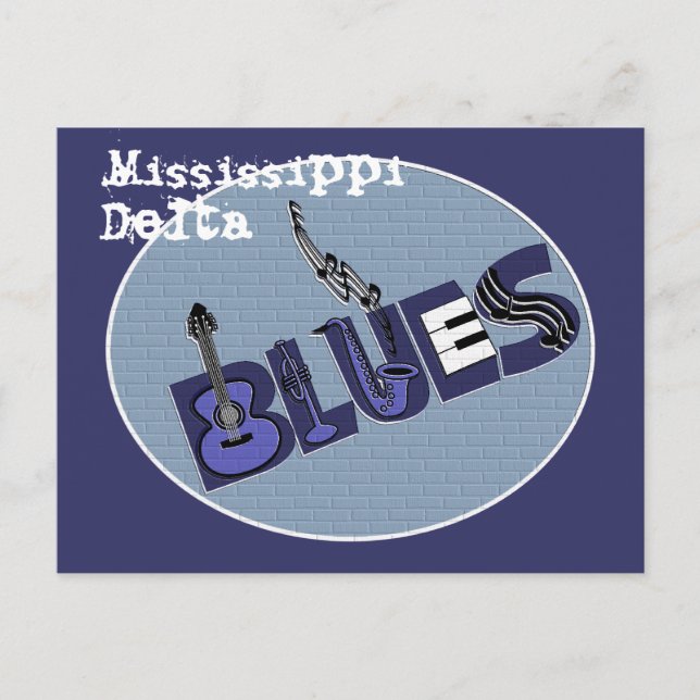 Carte postale de bleus de delta du Mississippi (Devant)