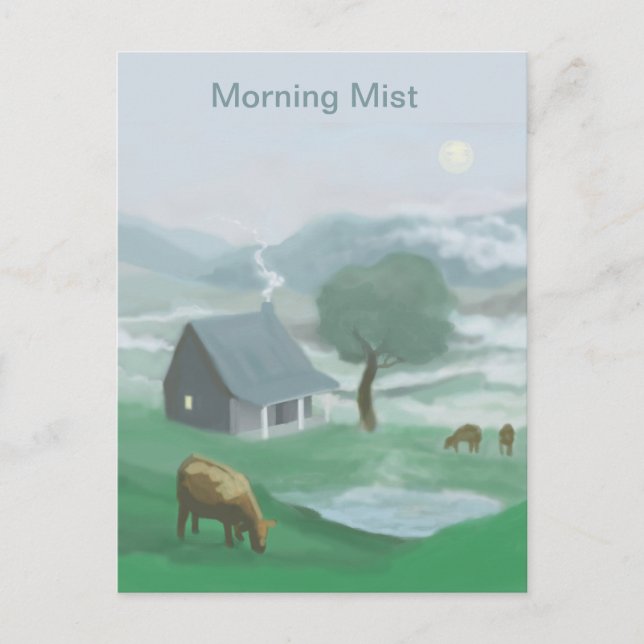 Carte postale de brouillard du matin de la montagn (Devant)