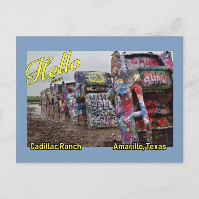 Carte postale de Cadillac Ranch à Amarillo, Texas (Devant)