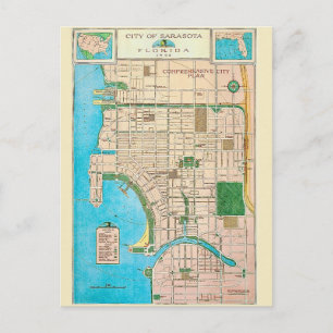 Carte postale de carte ancienne de Sarasota FL