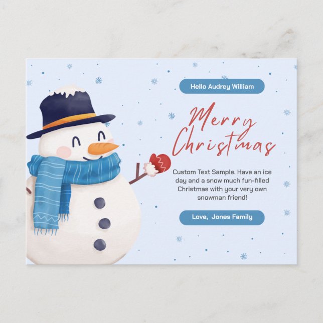 Carte postale de carte de Noël personnalisée (Devant)