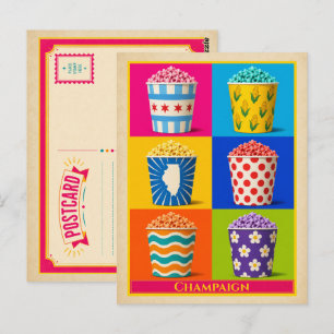 Carte postale de Champaign Illinois Popcorn Vintag