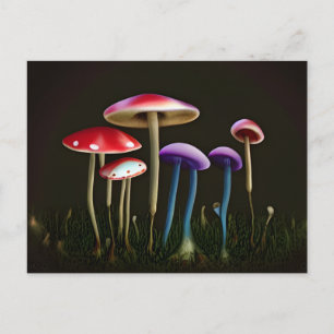 Carte postale de champignons colorés
