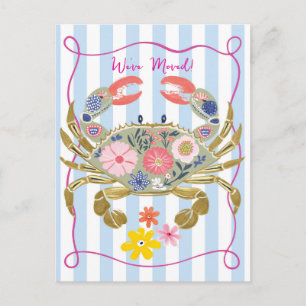 Carte postale de changement d'adresse Crabe floral