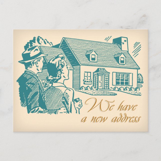 Carte postale de changement d'adresse rétro (Devant)