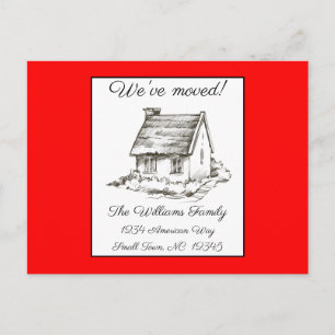 Carte postale de changement d'adresse rouge