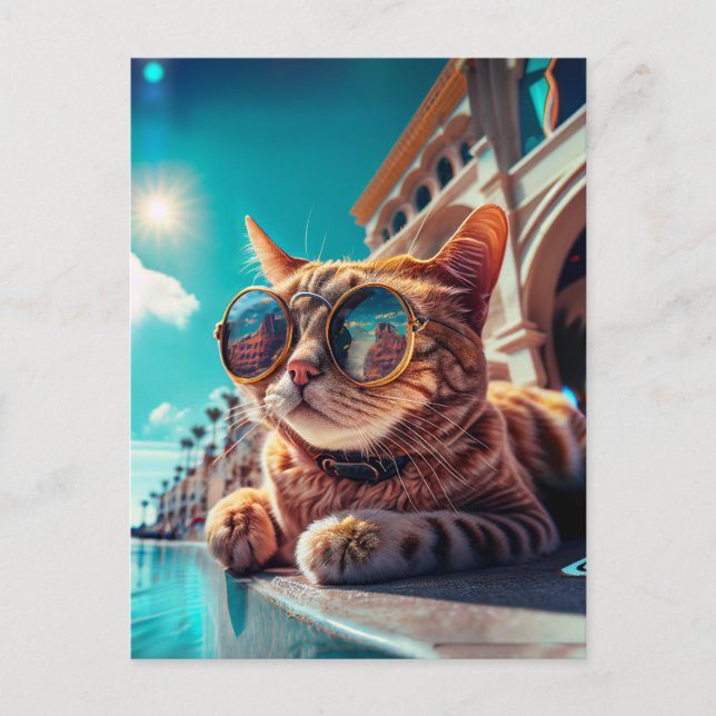 Carte postale de chat californien portant des lune (Devant)