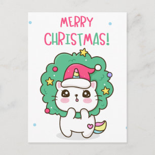 Carte postale de chat de Noël