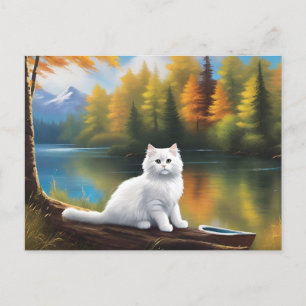 Carte postale de chat de style Bob Ross