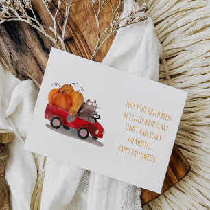 Carte postale de chat d'Halloween livrant une citr
