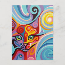 Carte postale de chat Lune Luna Esprits Tourbillon