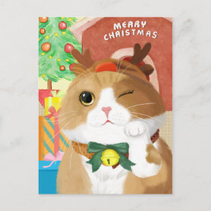 Carte postale de chat Noël