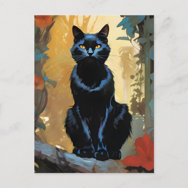 Carte postale de chat noir magnifique (Devant)