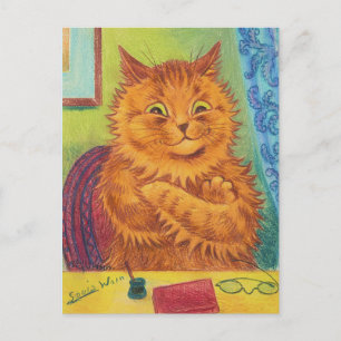 CARTE POSTALE DE CHAT ORANGE LITTÉRAIRE LOUIS WAIN