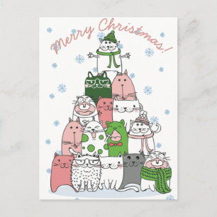 Carte postale de chats de Noël