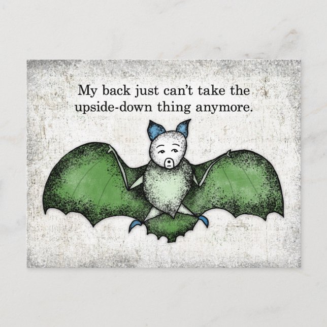 Carte postale de chauve-souris au dos malade (Devant)