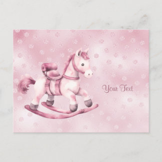 Carte postale de cheval à bascule rose