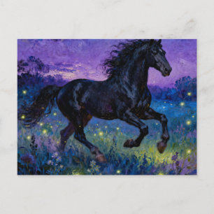 Carte postale de cheval noir fantasy