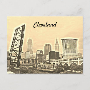Carte postale de Cleveland, OH avec vue sur la riv