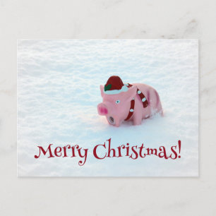 Carte postale de cochon de Noël amusant !