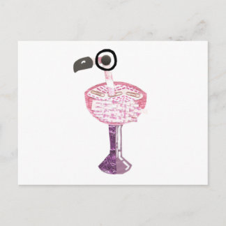 Carte postale de cocktail de Flamant rose