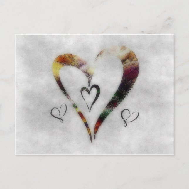 Carte postale de cœur à l'aquarelle abstraite (Devant)