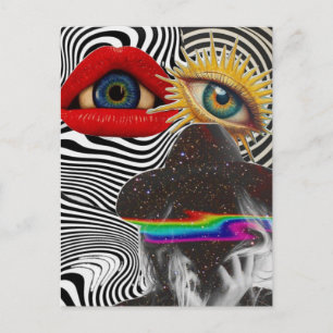 Carte postale de collage de média mixte surréalist