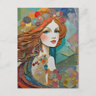 Carte postale de collage de sirène