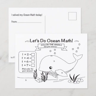Carte postale de coloriage mathématique sur l'océa
