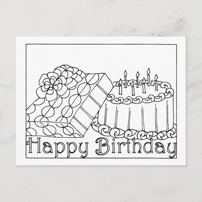 Carte Postale de coloriage pour Joyeux Anniversair (Devant)