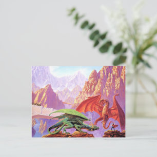 Carte postale de combat de dragon épique – Art de