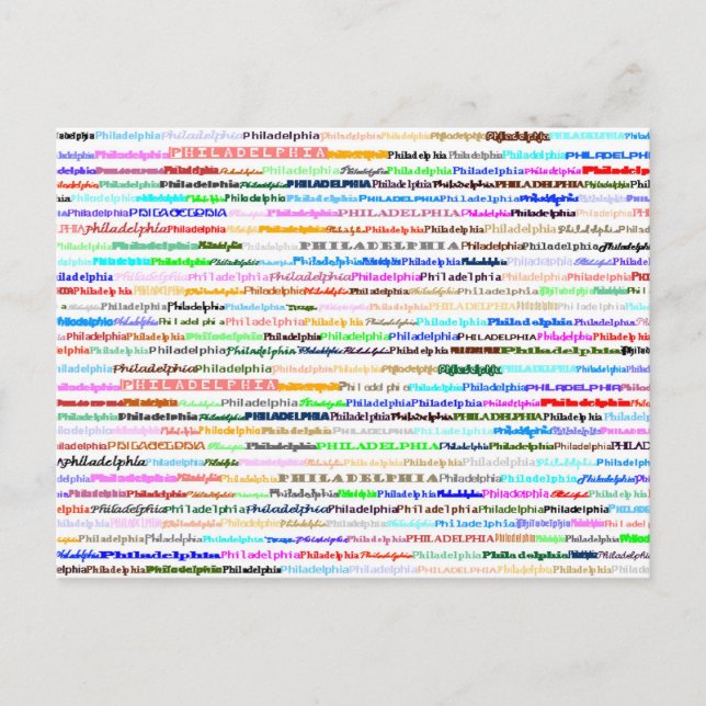 Carte postale de conception de texte de Philadelph (Devant)