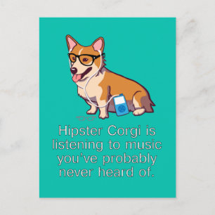 Carte postale de Corgi hipster