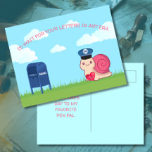 Carte postale de correspondant(e) mignonne pour la