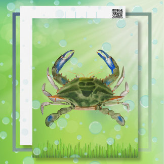 Carte postale de crabe dérivant dans l'océan