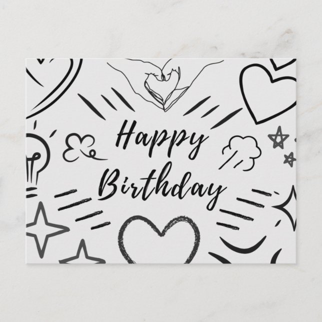 Carte postale de croquis d'anniversaire d'amour (Devant)