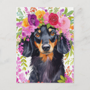 Carte postale de dachshund à l'aquarelle 
