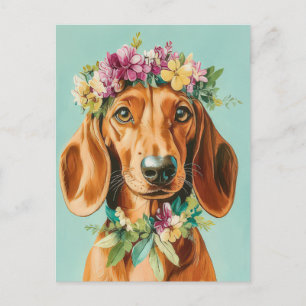 Carte postale de dachshund aquarelle 