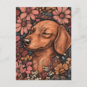 Carte postale de dachshund aquarelle 