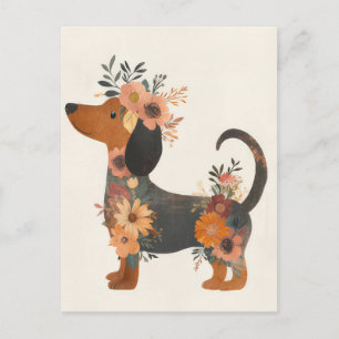 Carte postale de dachshund aquarelle 